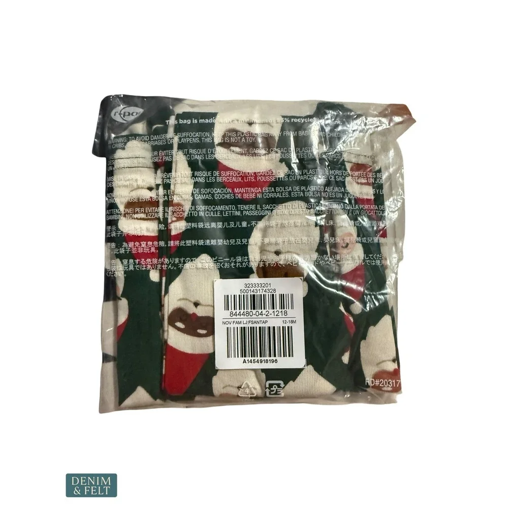 NEW Gap Kids Organic Cotton Santa Print‎ Holiday Pajama Set Christmas 12-18M